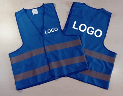 Сигнальний робочий жилет, синій, з логотипом на спині та грудях, розмір M SV-Log-BC-blue-M фото