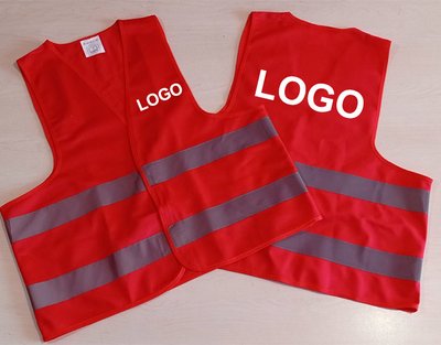 Сигнальний робочий жилет, червоний, з логотипом на спині та грудях, розмір M SV-Log-BC-red-M фото